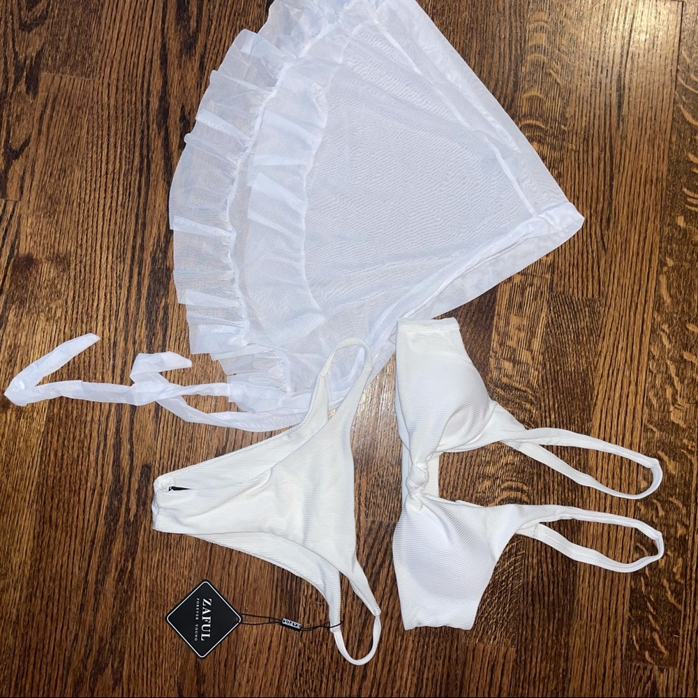 Zaful White bikini and skirt combo